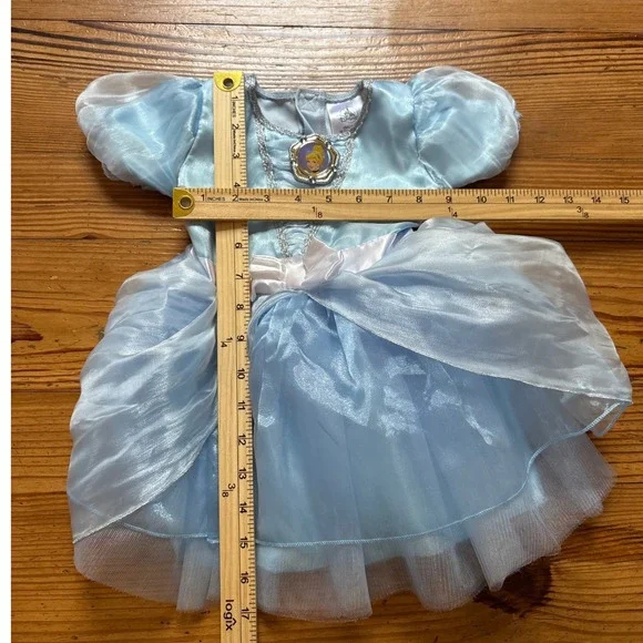 Disney Cinderella Costume Dress Kids Blue Good Puff Sleeve Cameo SIZE 12-18M - Picture 6 of 7